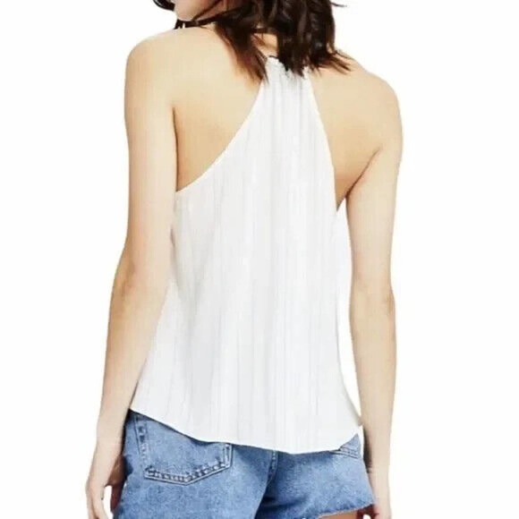 Gentle Fawn Womens T Back Tank Top Size Small White/Black Striped Tasseled Boho - Picture 13 of 13